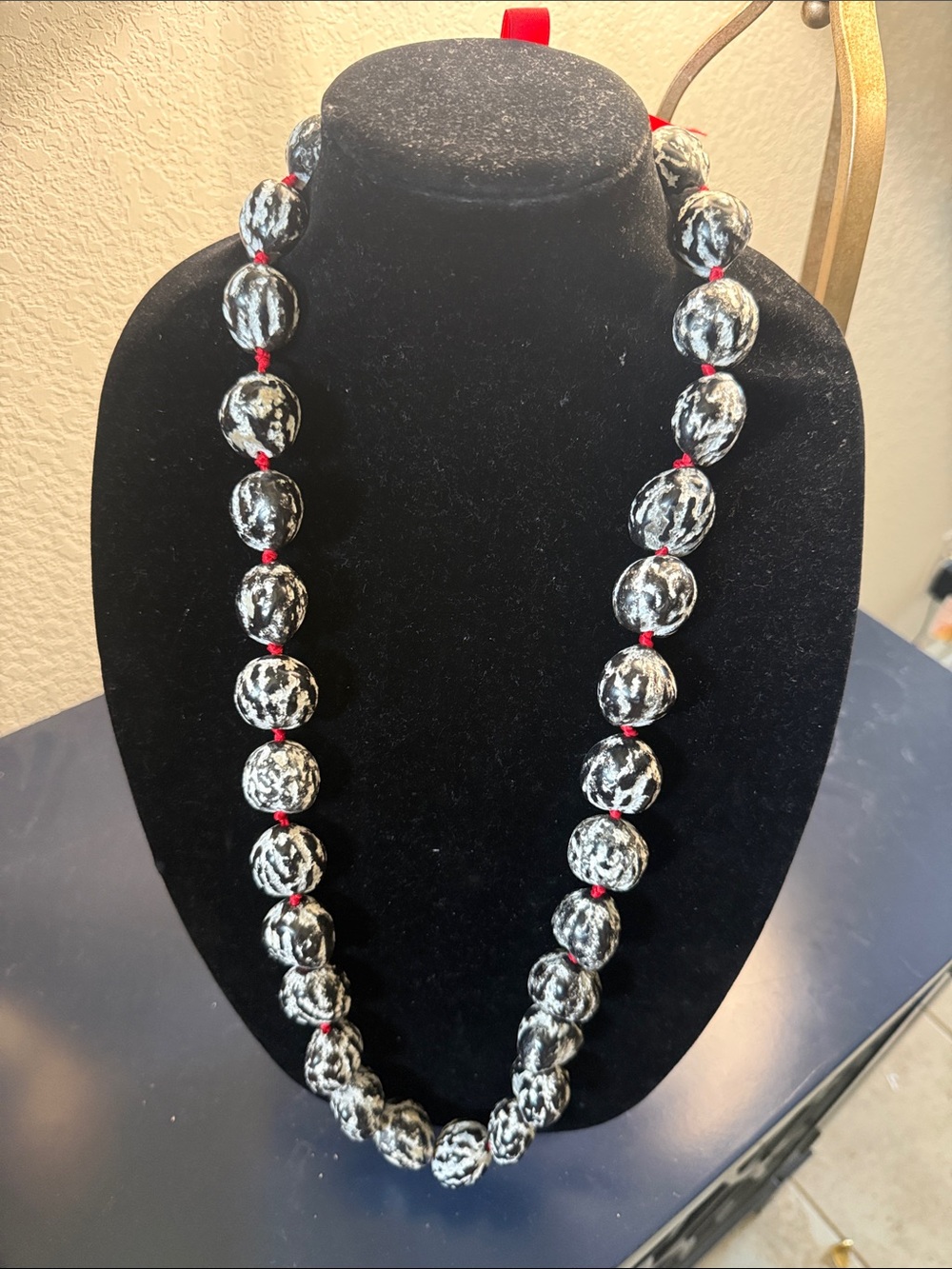 Handcrafted Black & White Beaded Necklace by